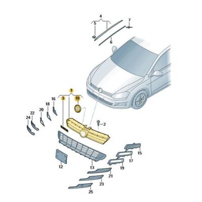 Kühlergrill Frontgrill satinschwarz VW Golf 5G0853651A ZLL