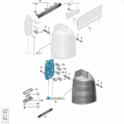 Set Lampenträger Heckleuchte VW T5 Facelift 7E5945257 7E5945258