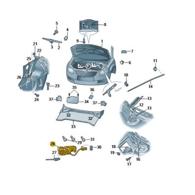 Klappenschloss Schloss Unterteil Skoda Yeti 5L0823509B