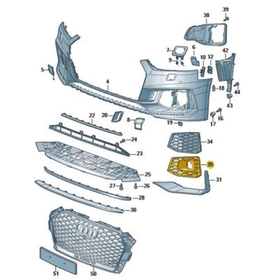 Luftführungsgitter Grill rechts schwarz Audi RS4 8W6807682Q T94