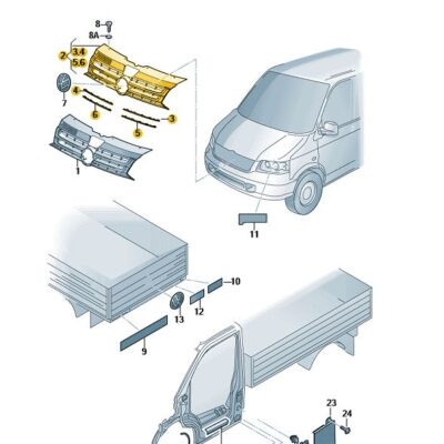 Kühlergrill Frontgrill schwarz chrom VW T5 7E5853651D NPU