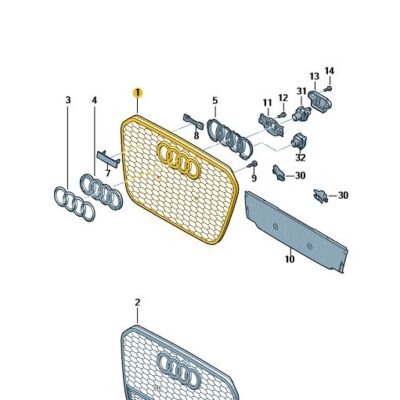 Kühlergrill Frontgrill aluminium-matt Audi RS6 4G0853651BC1L1