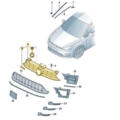 Kühlergrill Frontgrill vorne VW Golf Sportvan 510853651L QWA