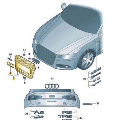 Kühlergrill Frontgrill platiniumgrau Audi A6 4G0853651B 1RR