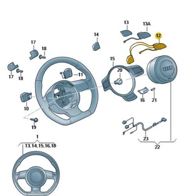 Multifunktionstasten für Lenkrad Audi A3 A6 TT 8J0951527 5PR