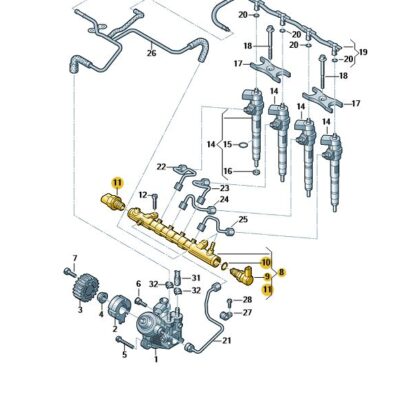 Kraftstoffverteiler Einspritzleiste Audi Seat Skoda VW 03L130089P