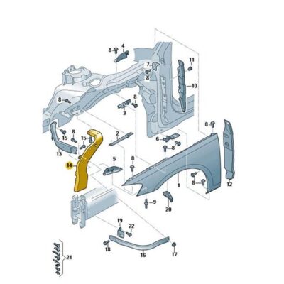 Strebe Kotflügel rechts vorn Audi A8 4N0821136B
