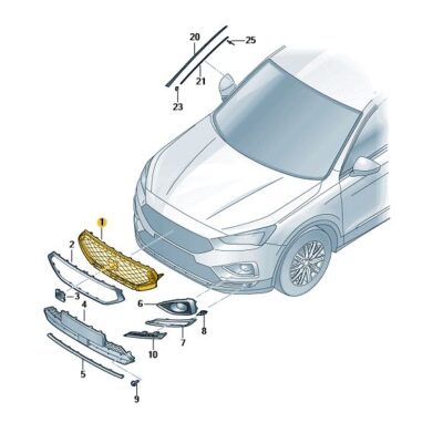 Kühlergrill grau Seat Tarraco 5FJ853654B 64K
