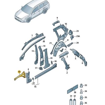 Längsträger Kotflügel links oben VW Golf 5G0810135