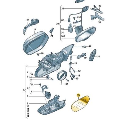 Spiegelglas Außenspiegel Glas rechts A6 4G0857536E