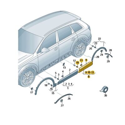 Abdeckung für Tür rechts hinten Audi Q7 4M0853970J GRU