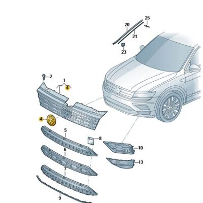 VW Emblem vorn Kühlergrill VW Tiguan 5NA853601 JZA