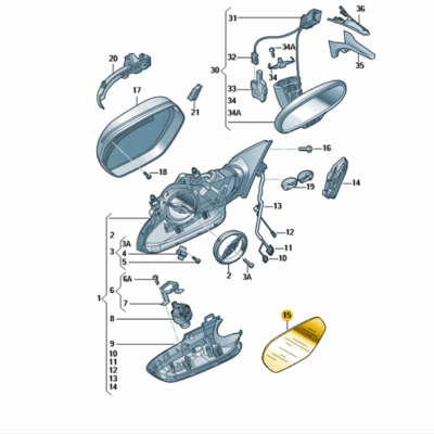 Spiegelglas Außenspiegel Glas links Audi A6 4G0857535E