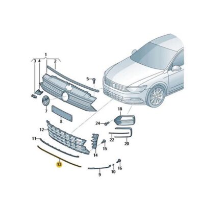 Zierleiste mitte chromglanz VW Passat 3G0853245C 2ZZ