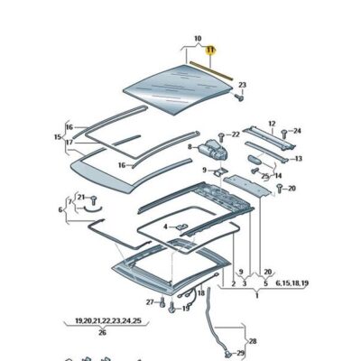 Dichtung Glasdeckel Schiebedach hinten Audi Seat Skoda VW 8X0877297B