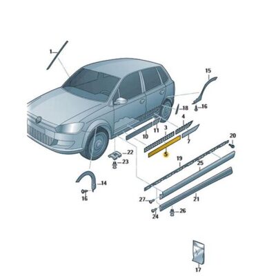Abdeckung für Tür links vorn VW Polo 6R0853959B 9B9