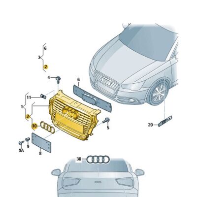 Kühlergrill Frontgrill schwarz Audi A1 8X0853651 VMZ