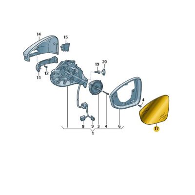 Spiegelglas Spiegel links Skoda Superb VW Passat 3J1857521