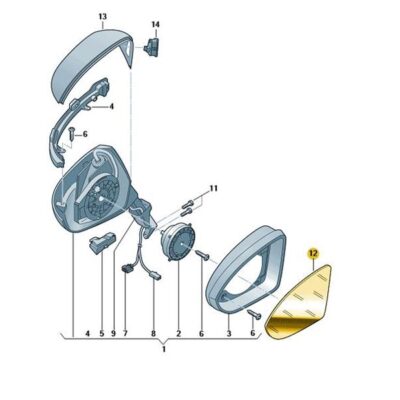 Spiegelglas mit Trägerplatte rechts Golf Sportvan VW Touran 510857522