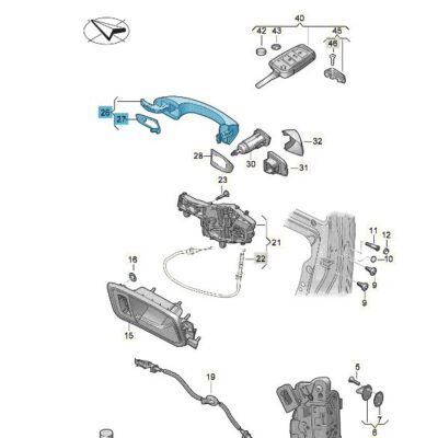 Türaußengriff rechts VW Golf Passat Tiguan 510837206L GRU