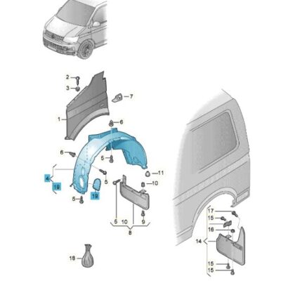 Radhausschale Innenkotflügel vorn rechts VW T6.1 7LA809958F