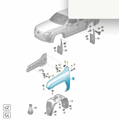 Kotflügel vorn rechts unlackiert VW Amarok 2H6821102