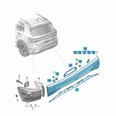 LED Schlussleuchte Rückleuchte Rücklicht mitte VW T-Cross 2GM945093D