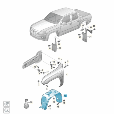 Radhausschale-Kunststoff vorn rechts VW Amarok 2H6809962B