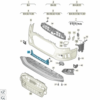 Gitter Grill mitte Audi A4 8W0807683E 9B9