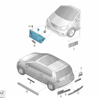 Kühlergrill satinschwarz Seat Mii 1SL853653A 9B9