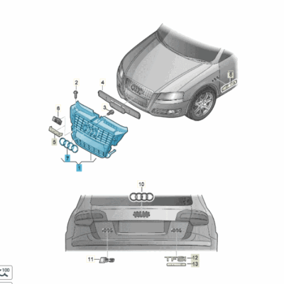 Kühlergrill Frontgrill gun-metal Audi RS3 8P0853651T MOJ