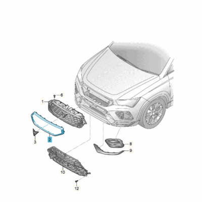 Zierrahmen vorn grau Seat Ateca 575854643E 67E