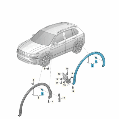 Radabdeckung links hinten Volkswagen Tiguan 5N0854819B 9B9
