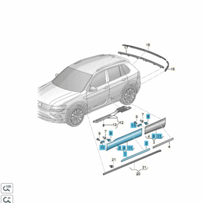Abdeckung für Tür rechts vorn VW Tiguan 5NA854940AFRYP