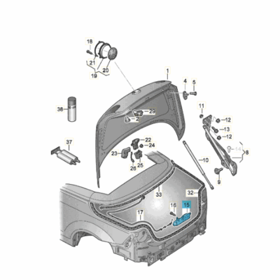 Betätigung Heckklappe mit Zuziehhilfe hinten VW EOS 1Q0827383B