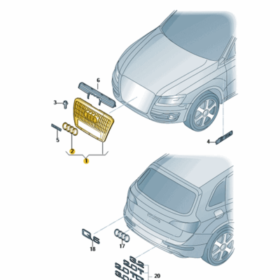 Kühlergrill Frontgrill schwarz-glänzend Audi Q5 8R 8R0853651A T94