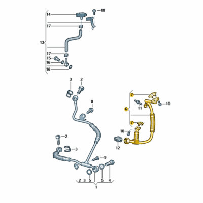 Ölrücklaufleitung Ölleitung Turbolader VW T6 03N145736D