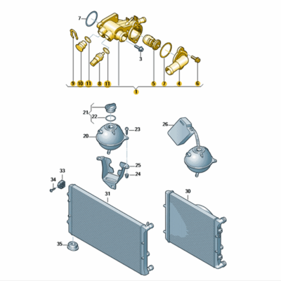 Kühlmittelreglergehäuse Audi Seat Skoda VW 032121111BM