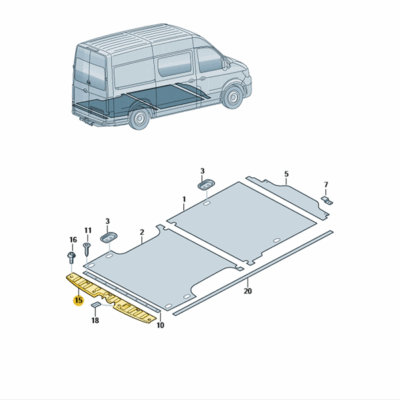 Abdeckung Schlossträger hinten Heckklappe VW Crafter 7C0863485B 9B9