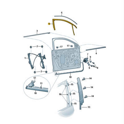 Fensterführung links vorn schwarz Skoda Octavia 5E0837431E 5AP