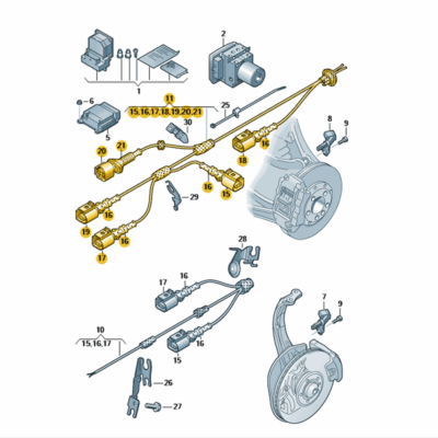 Leitungssatz Kabelbaum ABS Sensor links Audi A6 4G0972253C