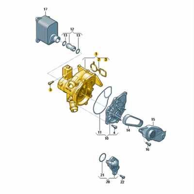 Kühlmittelregler mit Kühlmittelpumpe Audi Seat Skoda VW 06L121111N