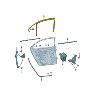 Schiebenfensterführung hinten links Skoda Fabia 6V6839431L 5AP