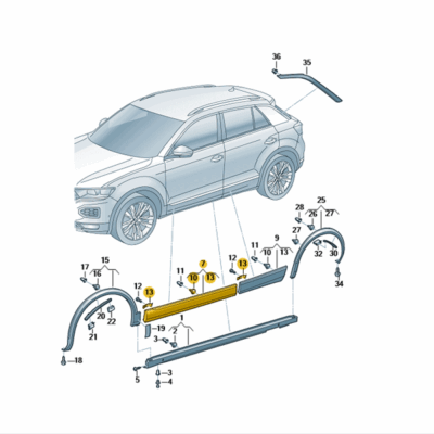 Abdeckung für Tür rechts vorn VW T-Roc 2GA854940AFRYP