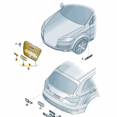 Kühlergrill Frontgrill schwarz-glänzend Audi Q7 4L0853651G T94