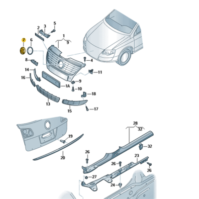 Emblem Kühlergrill schwarz/chromglanz VW Passat Phaeton 3C0853601A JZA