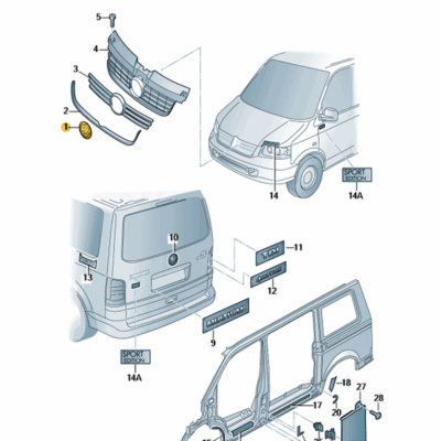 VW Emblem Kühlergrill Zeichen chrom VW T5 7E0853601 739