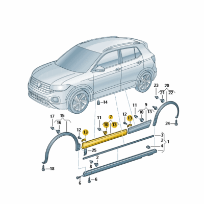 Abdeckung für Tür links vorn VW T-Cross 2GM854939L 9B9