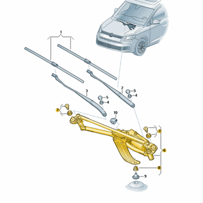 Scheibenwischeraufnahme Wischergestänge VW Caddy 2K8955023C