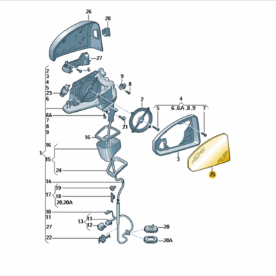 Spiegelglas Außenspiegel Glas rechts Audi A4 A5 8W0857536E